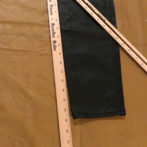 Rich & Skinny Size 30 dark green coated jeans skinny leg with black tux stripe - Picture 9 of 16
